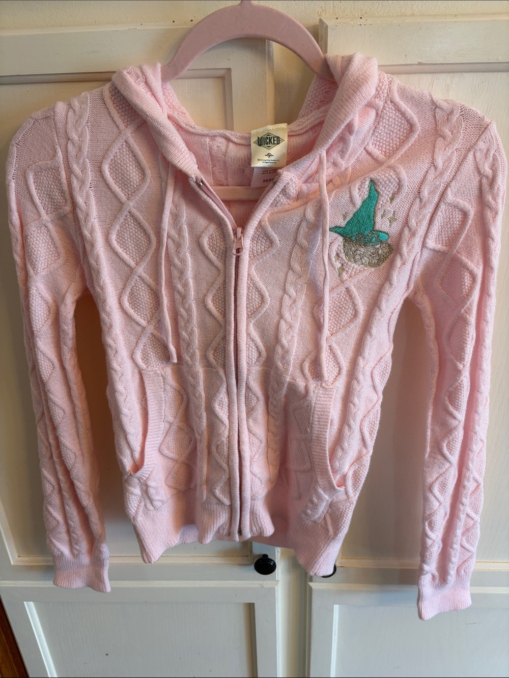 NWT Wicked Pink Cable Knit Zip Hoodie Size XS